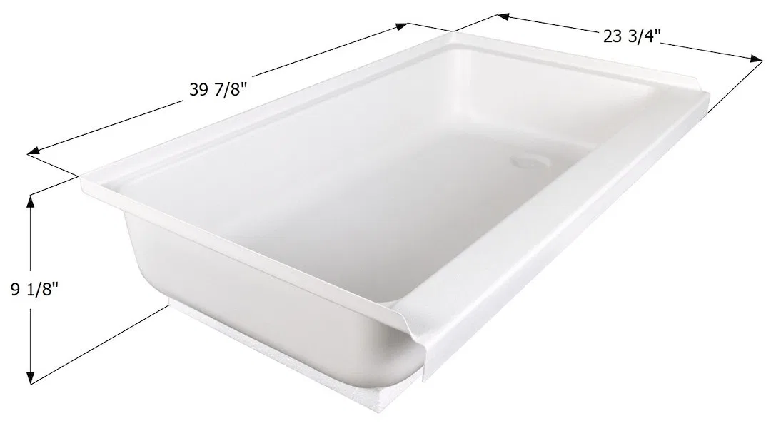15445 – ICON Shower Pan, Rectangular 39-7/8 Inch Length x 23-3/4 Inch Width x 9-1/8 Inch Height Without Threshold Rig...